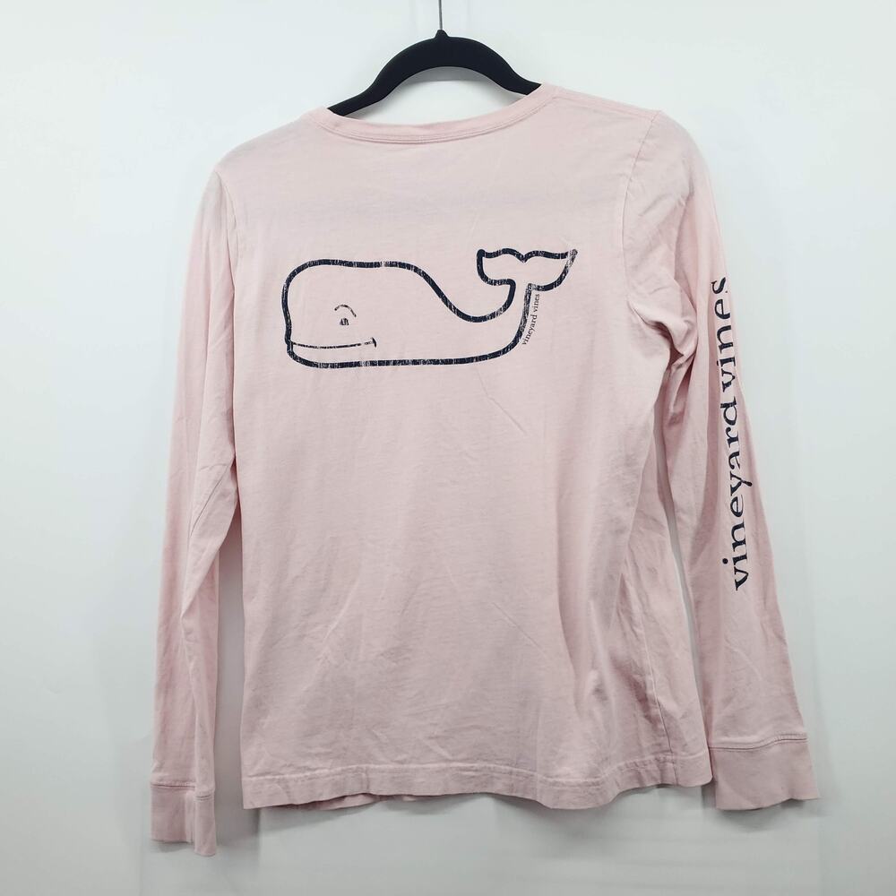 Vineyard Vines Vintage Whale Long Sleeve Crew Neck Tee Pink XS